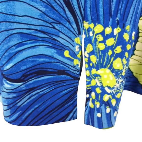 Studio I Black Blue Green Floral Cap Sleeve Midi Sheath Dress - Picture 5 of 7